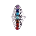 New Hollow Rhinestone Copper Healing Chakra Stone Open Adjustable Rings